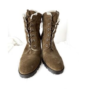 Ivanka Trump‎ Brown Suede Leather Ankle Lace-up Booties 8M